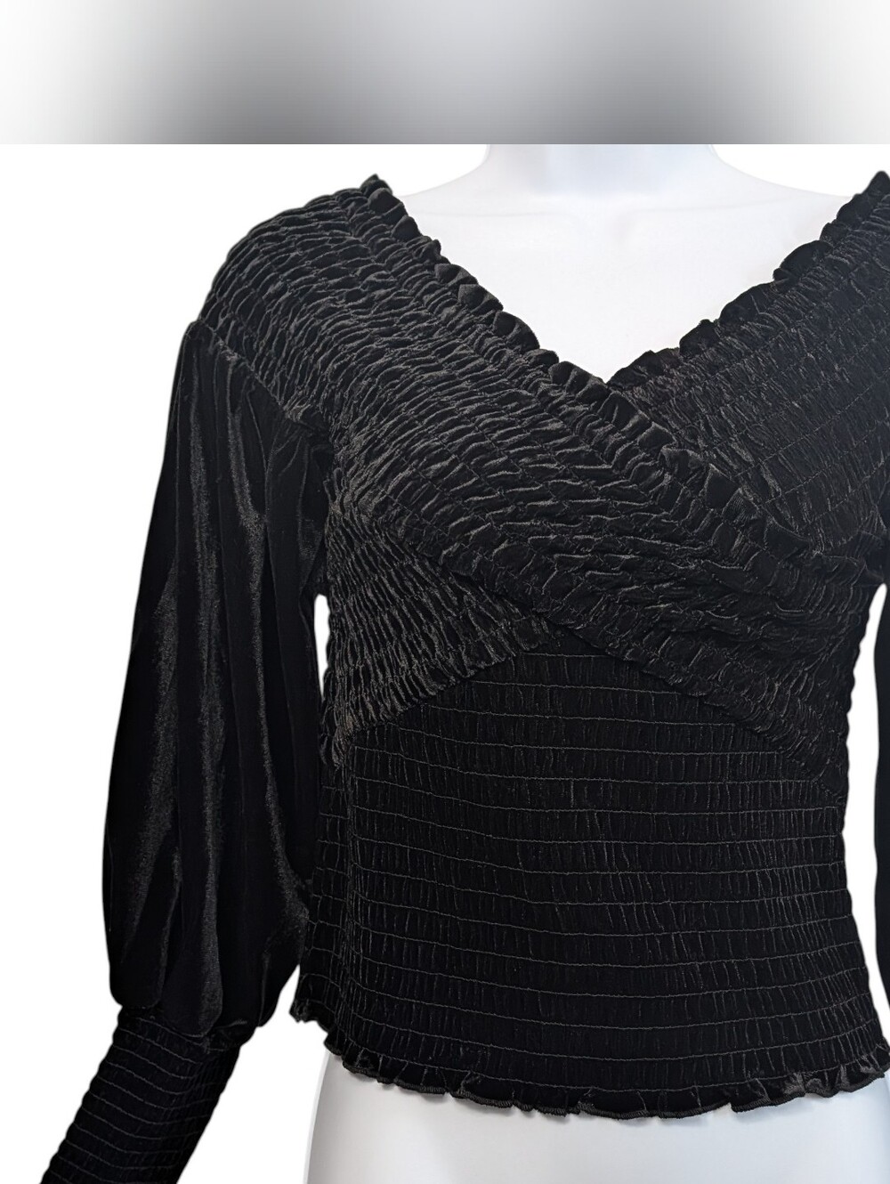bb Dakota Size Small Black Velvet Wrap Top Whimsigoth Witchy Dark Romance